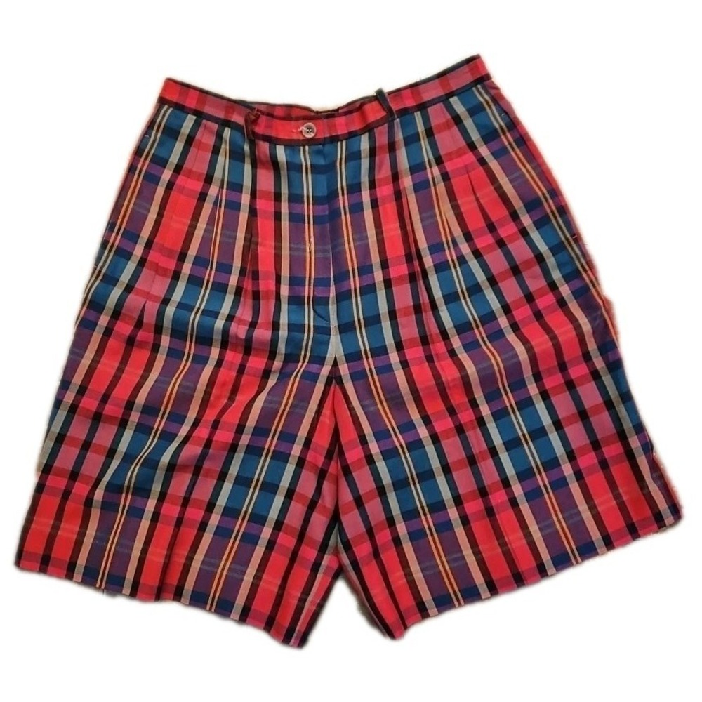 Pendleton Womens 12 Plaid 100% Rayon lined Shorts zip front USA EUC